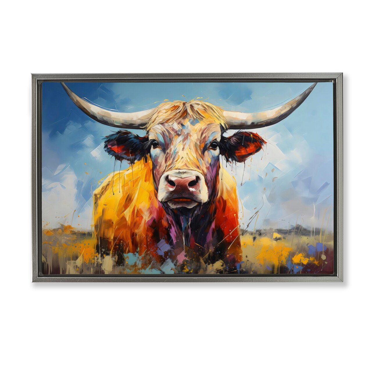 Stupell Industries Moody Longhorn Portrait Floating Frame, design by LSR Creative Studio